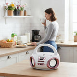 Boombox-radio med CD-MP3, USB, FM-radio, AUX, hörlursuttag, Adler, AD 1181