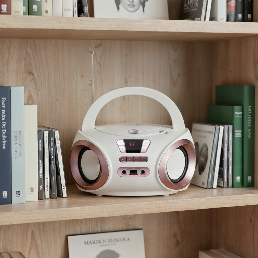 Boombox-radio med CD-MP3, USB, FM-radio, AUX, hörlursuttag, Adler, AD 1181