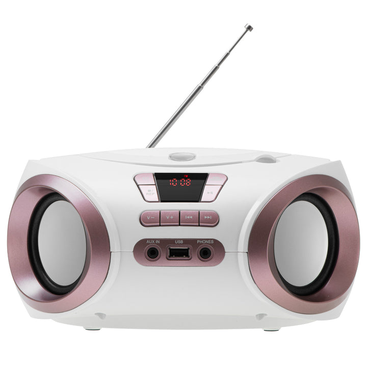 Boombox-radio med CD-MP3, USB, FM-radio, AUX, hörlursuttag, Adler, AD 1181