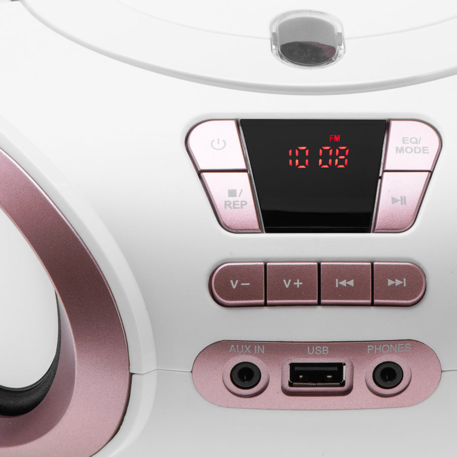 Boombox-radio med CD-MP3, USB, FM-radio, AUX, hörlursuttag, Adler, AD 1181