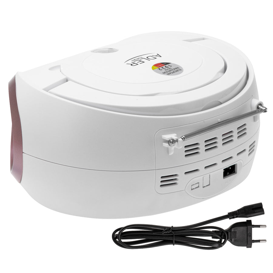 Boombox-radio med CD-MP3, USB, FM-radio, AUX, hörlursuttag, Adler, AD 1181