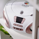 Boombox-radio med CD-MP3, USB, FM-radio, AUX, hörlursuttag, Adler, AD 1181