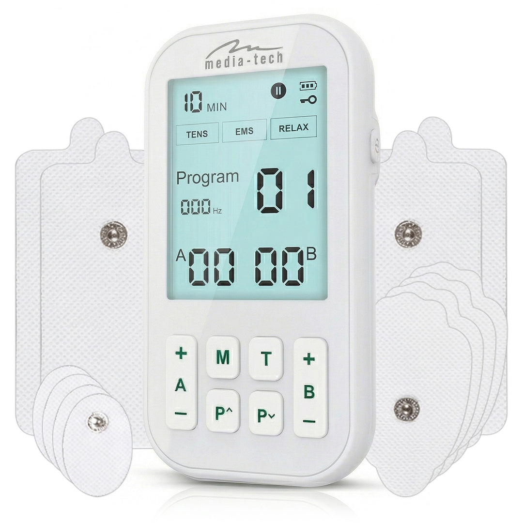 Massageapparat och elektrostimulator för muskler, TENS/EMS, 3-i-1-stimulering, Mediatech, MT6543