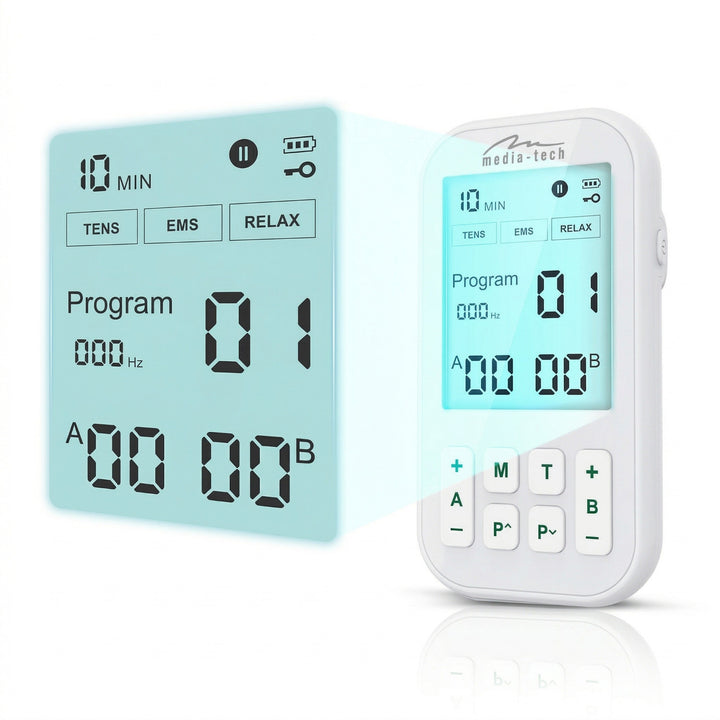 Massageapparat och elektrostimulator för muskler, TENS/EMS, 3-i-1-stimulering, Mediatech, MT6543