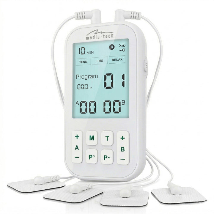 Massageapparat och elektrostimulator för muskler, TENS/EMS, 3-i-1-stimulering, Mediatech, MT6543