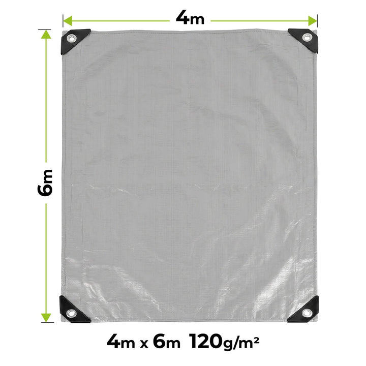 Silverfärgad presenning 120 g, 4 x 6 m, VA0476, vattentät, Vayox