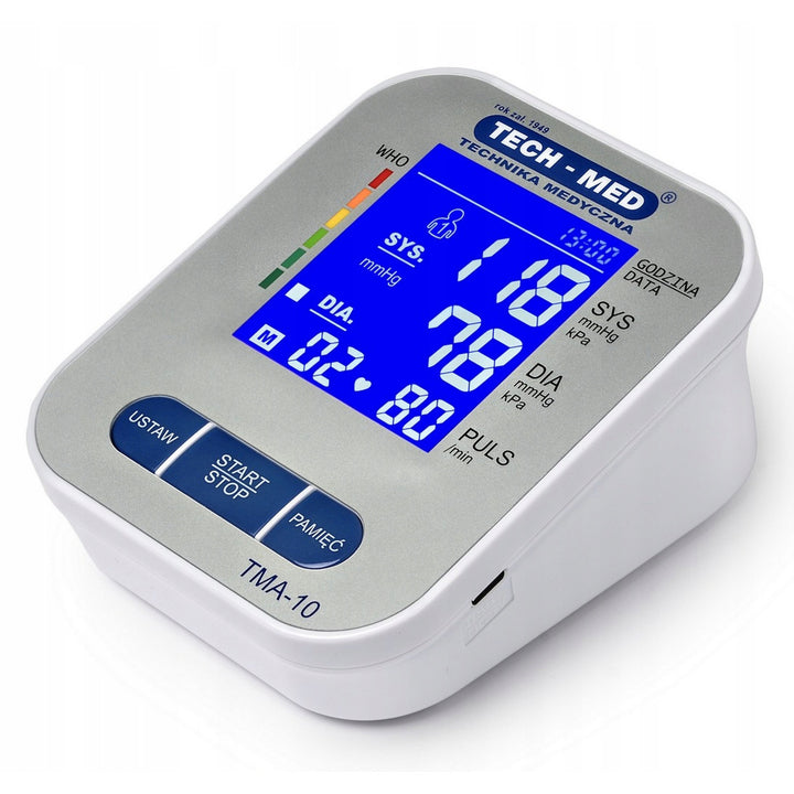 Elektronisk blodtrycksmätare, bakgrundsbelyst skärm, manschett 22–32 cm, arytmiindikator, TMA-10, Tech-Med