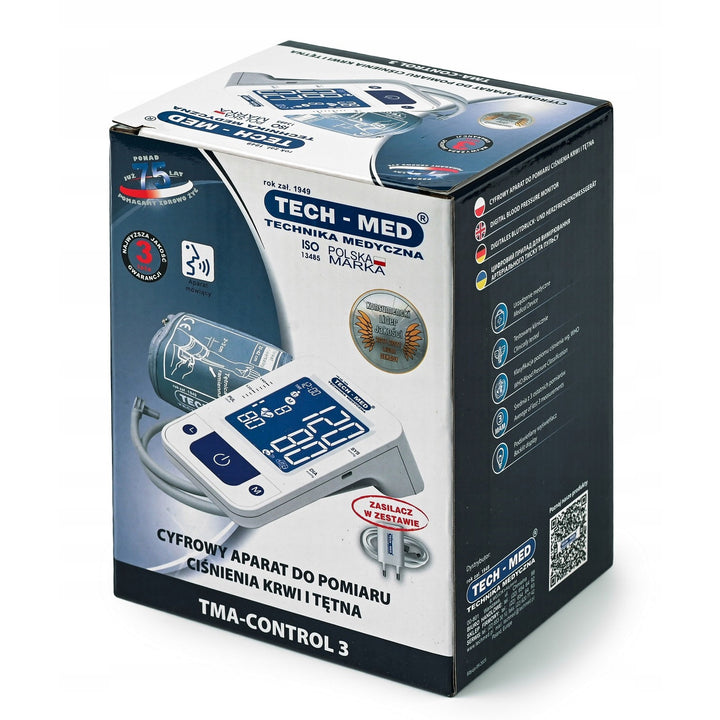 Elektronisk blodtrycksmätare, röstfunktion, manschett 22–42 cm, IHB-indikator, TMA-CONTROL3, Techmed
