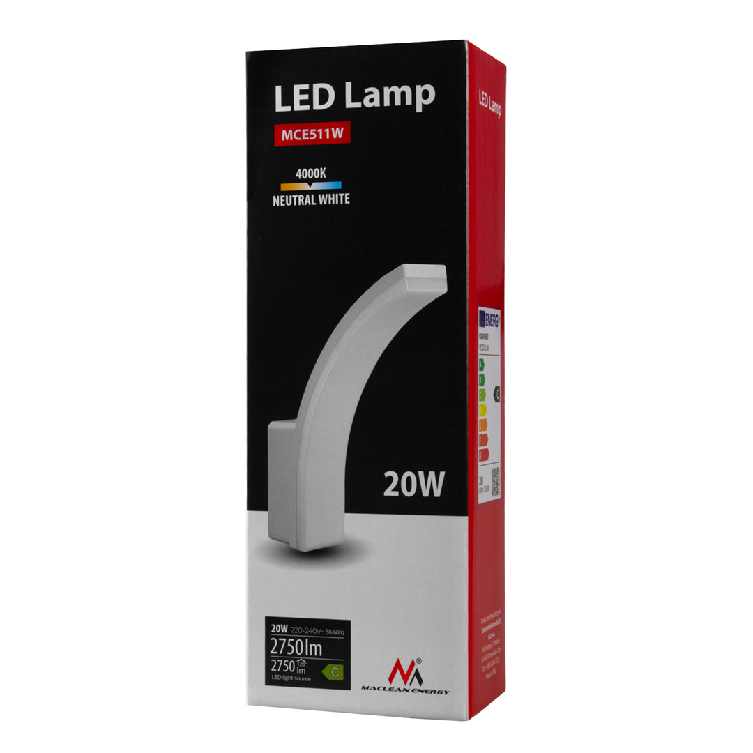 Maclean LED-lampa, vit, 20 W, IP65, 2750 lm, neutralvit färg (4000 K) MCE511 W, 2 st
