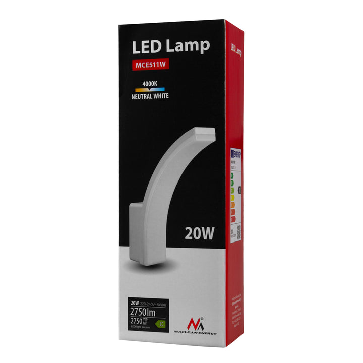 Maclean LED-lampa, vit, 20 W, IP65, 2750 lm, neutralvit färg (4000 K) MCE511 W, 2 st