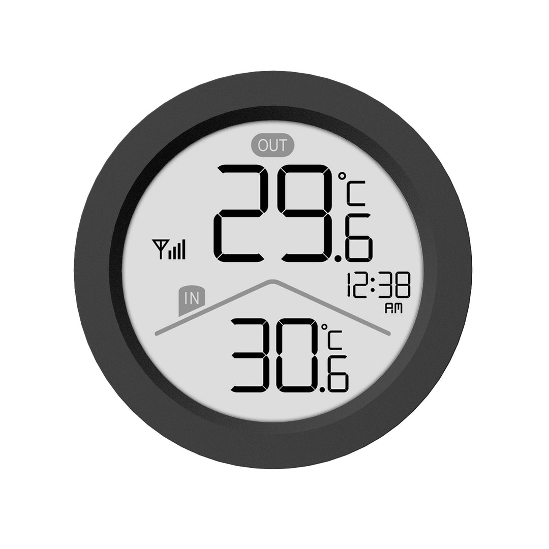 GreenBlue trådlös väderstation, IN/OUT-temperatur, klocka, val mellan °C och °F, räckvidd upp till 60 m, svart, GB162 B + 4 st. AAA-alkaliska batterier från Varta Industrial