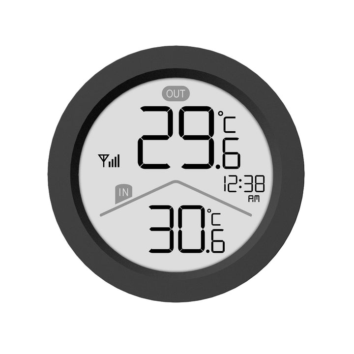 GreenBlue trådlös väderstation, IN/OUT-temperatur, klocka, val mellan °C och °F, räckvidd upp till 60 m, svart, GB162 B + 4 st. AAA-alkaliska batterier från Varta Industrial