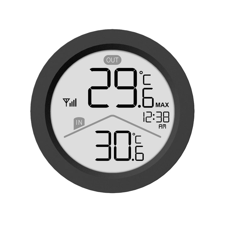 GreenBlue trådlös väderstation, IN/OUT-temperatur, klocka, val mellan °C och °F, räckvidd upp till 60 m, svart, GB162 B + 4 st. AAA-alkaliska batterier från Varta Industrial
