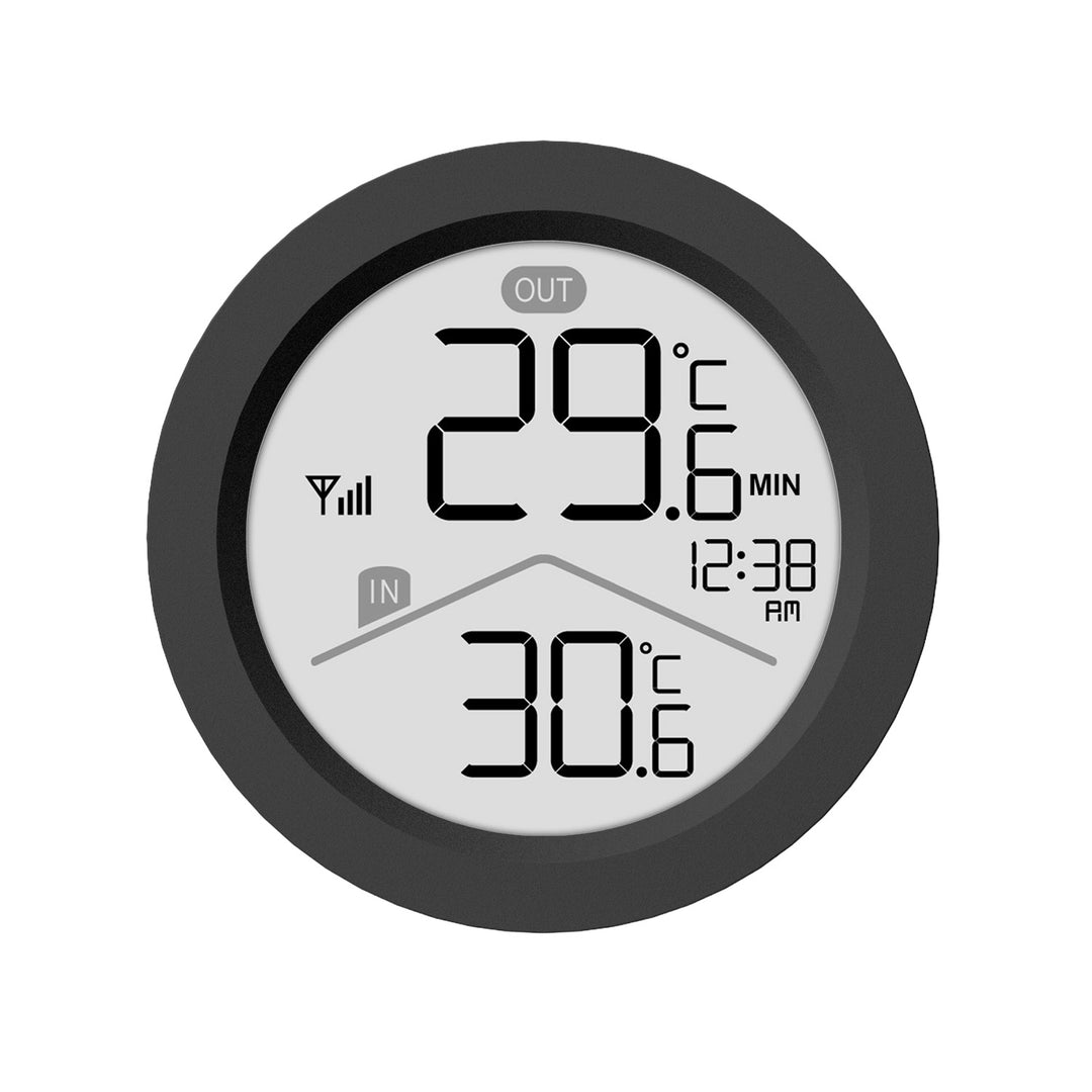 GreenBlue trådlös väderstation, IN/OUT-temperatur, klocka, val mellan °C och °F, räckvidd upp till 60 m, svart, GB162 B + 4 st. AAA-alkaliska batterier från Varta Industrial
