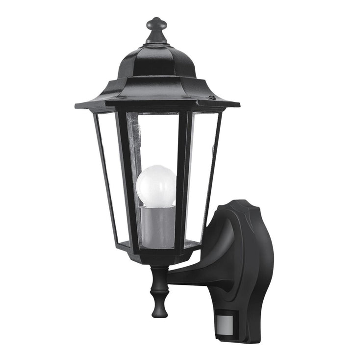Rabalux vägglampa, utomhus, rörelsesensor, IP43, E27, max 60 W, svart, Velence, 2 st