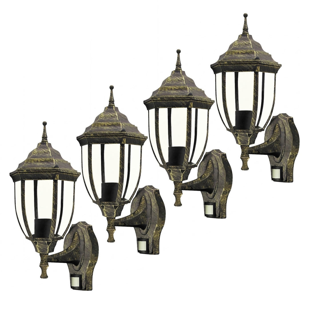 Rabalux vägglampa, för utomhusbruk, rörelsesensor, IP43, E27, max 60 W, antikguld, Nizza, 4 stycken
