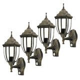 Rabalux vägglampa, för utomhusbruk, rörelsesensor, IP43, E27, max 60 W, antikguld, Nizza, 4 stycken