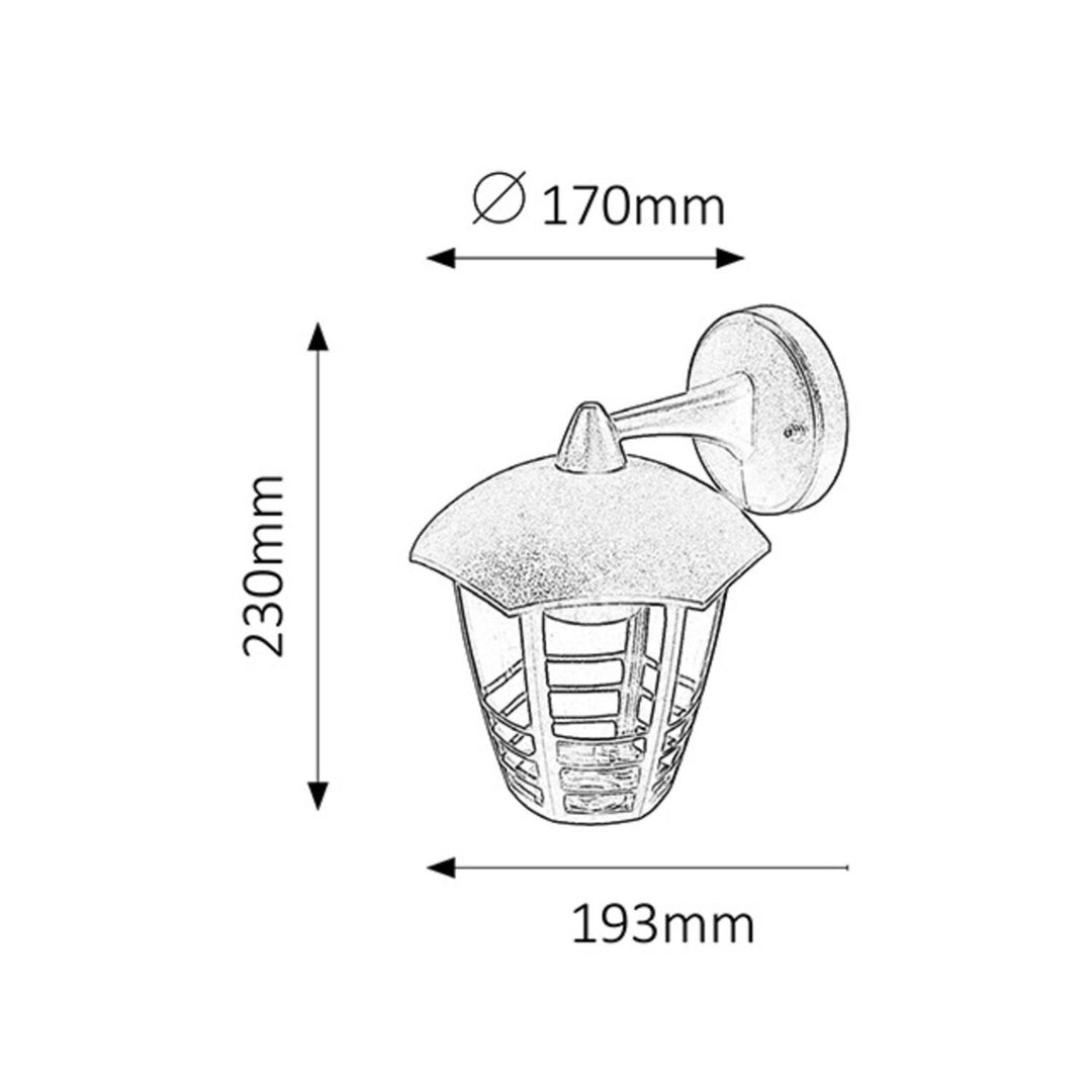 Rabalux vägglampa, utomhus, IP44, E27, max 60 W, svart, Marseille, 4 stycken