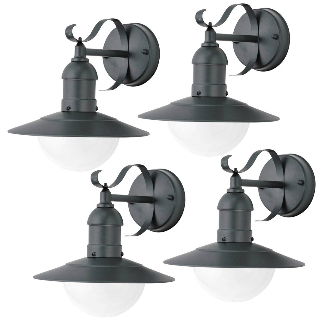 Rabalux vägglampa, utomhus, IP44, E27, max 60 W, grön, Oslo, 4 stycken