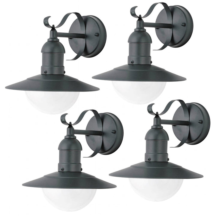 Rabalux vägglampa, utomhus, IP44, E27, max 60 W, grön, Oslo, 4 stycken