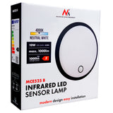 Maclean LED-lampa med rörelsesensor, PIR-sensor, svart, 10 W, IP65, 1000 lm, neutral färg, MCE525 B, 2 st