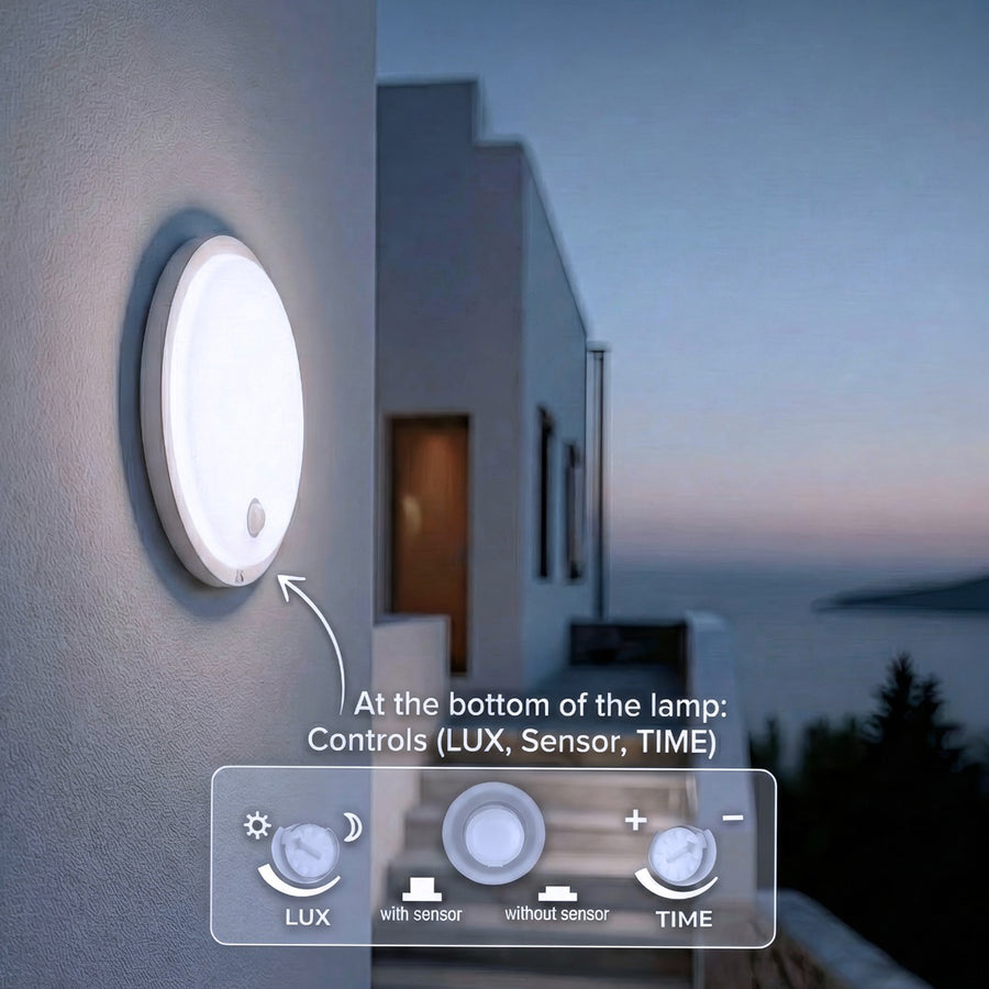 Maclean LED-lampa med rörelsesensor, PIR-sensor, vit, 10 W, IP65, 1000 lm, neutral ljusfärg, MCE525 W, 2 st.