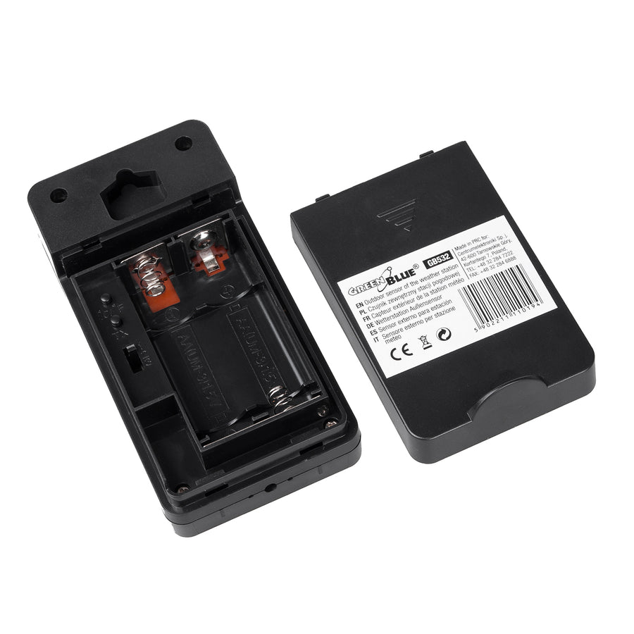 GreenBlue-väderstationens utomhusgivare, passar till stationen GB522, modell GB532 + 2 st. AA-alkaliska batterier från Varta Industrial
