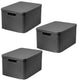 Curver-korg, universal, med lock, grå, Rattan Style L, 3 stycken
