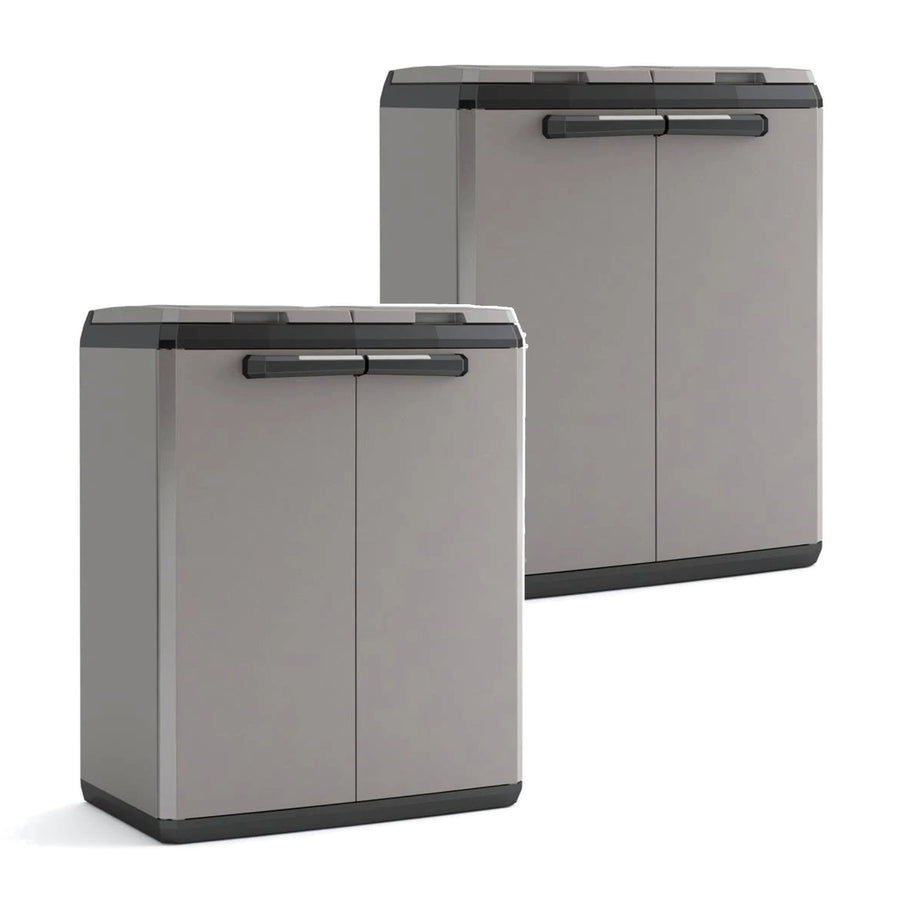 Keter-skräpkorg för avfallssortering, volym 2x110 liter, lock som öppnas för hand, kan användas utomhus, 241065, 2 stycken