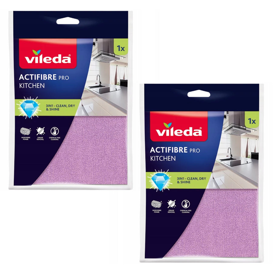 Vileda Actifibre Pro-duk, köksduk, av mikrofiber, PVA-beläggning, tvättbar upp till 60 °C, 183303, 2 stycken
