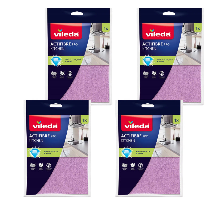 Vileda Actifibre Pro-duk, köksduk, av mikrofiber, PVA-beläggning, tvättbar upp till 60 °C, 183303, 4 stycken