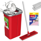 GreenBlue-mopp med hink och urpressare, två HQ-mikrofiberdukar, volym 5,7 liter, MaxiClean GB870 + Vileda Actifibre Soft-duk