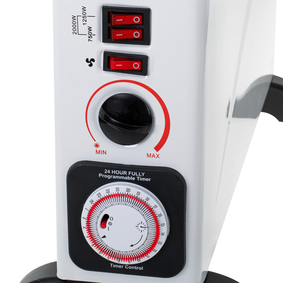 Konvektorvärmare, elektrisk, termostat, 2000 W, 24-timmars timer, vit, sladd 150 cm, Mesko, MS 7741W