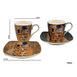 Porslinskoppar för espresso, Klimt – Kyssen, 2 st à 100 ml, Queen Isabell