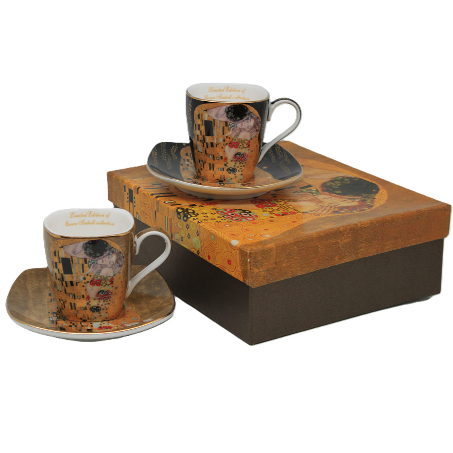 Porslinskoppar för espresso, Klimt – Kyssen, 2 st à 100 ml, Queen Isabell