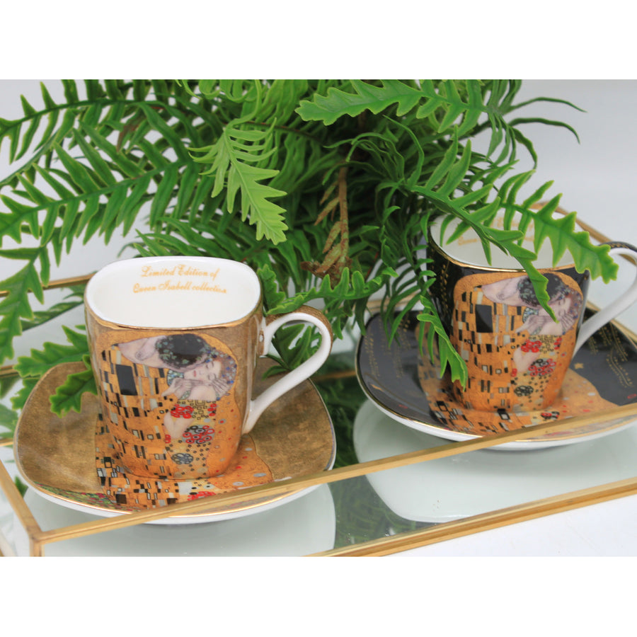 Porslinskoppar för espresso, Klimt – Kyssen, 2 st à 100 ml, Queen Isabell