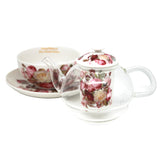 Teservis ”Rosor”, kopp och tekanna (tea for one) Queen Isabell