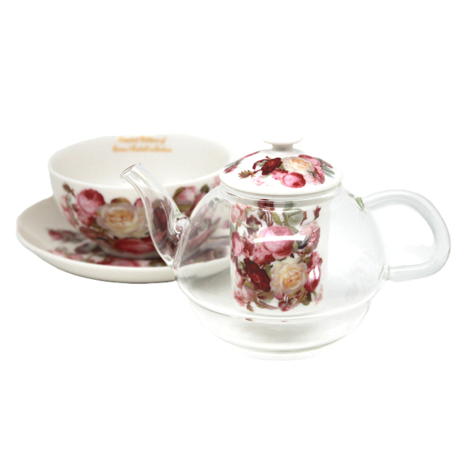 Teservis ”Rosor”, kopp och tekanna (tea for one) Queen Isabell