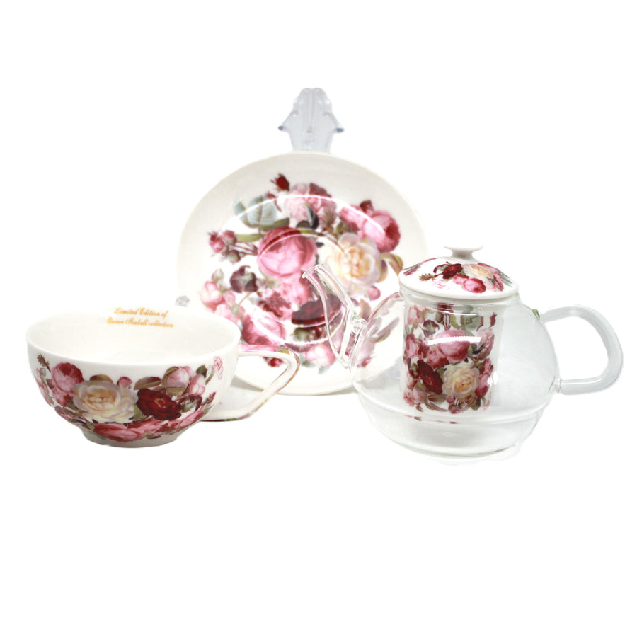 Teservis ”Rosor”, kopp och tekanna (tea for one) Queen Isabell