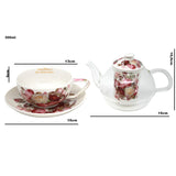 Teservis ”Rosor”, kopp och tekanna (tea for one) Queen Isabell