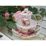 Teservis ”Rosor”, kopp och tekanna (tea for one) Queen Isabell