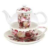 Teservis ”Rosor”, kopp och tekanna (tea for one) Queen Isabell