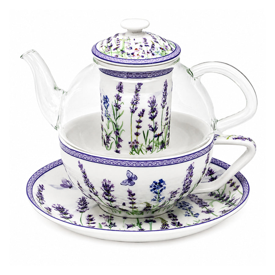Teservis ”Lavendel”, kopp och tekanna (tea for one) Queen Isabell