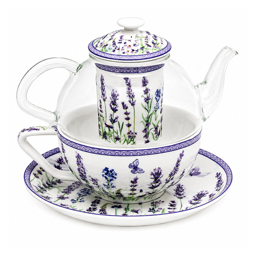 Teservis ”Lavendel”, kopp och tekanna (tea for one) Queen Isabell