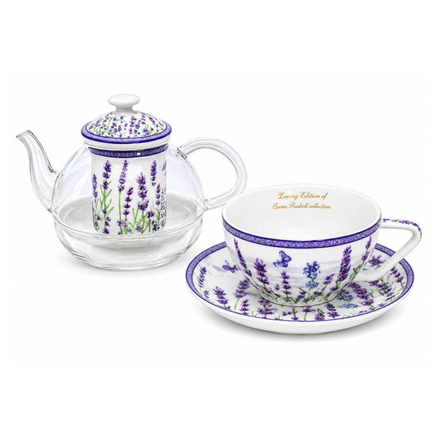 Teservis ”Lavendel”, kopp och tekanna (tea for one) Queen Isabell