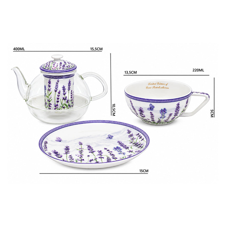 Teservis ”Lavendel”, kopp och tekanna (tea for one) Queen Isabell