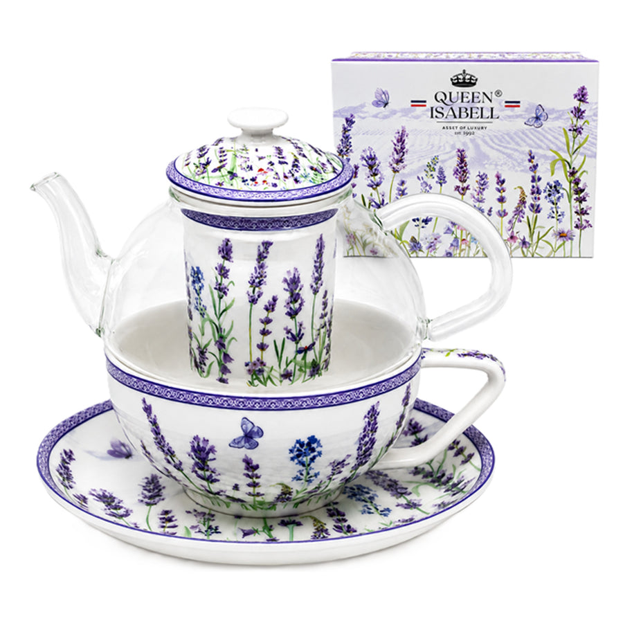 Teservis ”Lavendel”, kopp och tekanna (tea for one) Queen Isabell