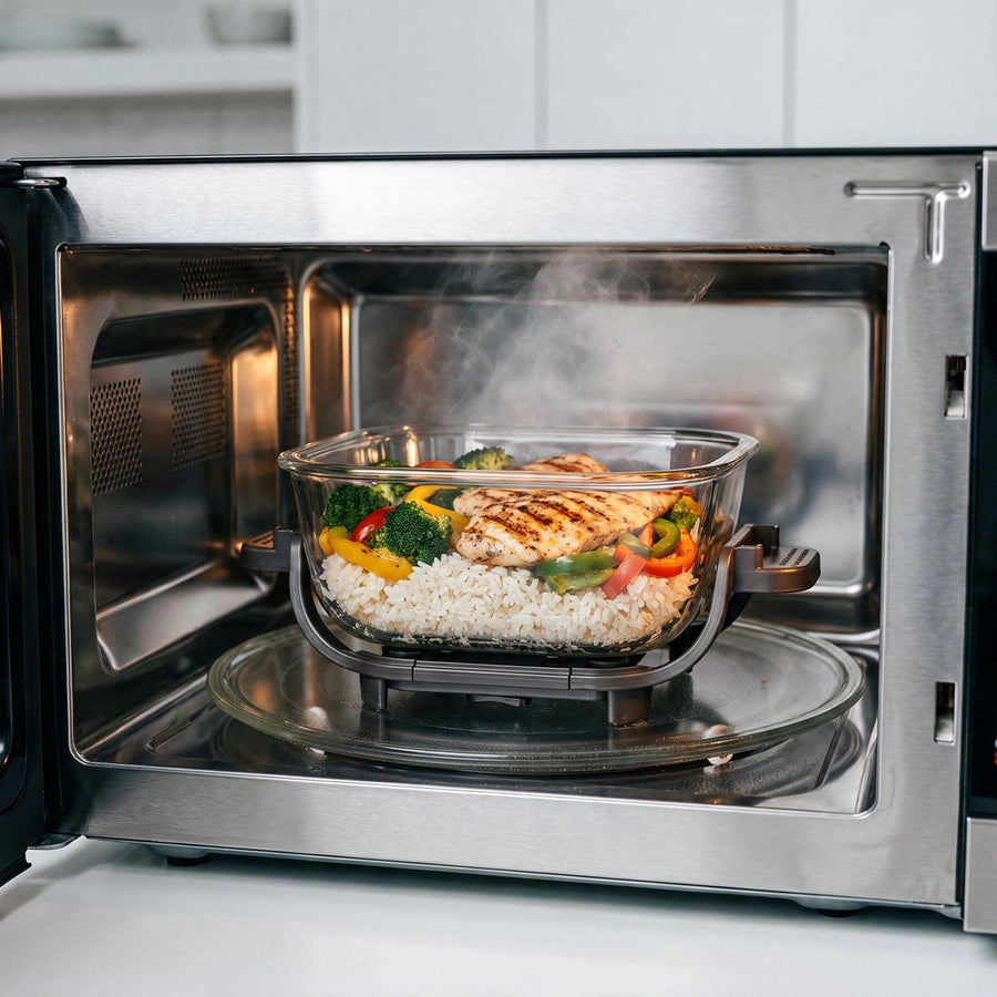 LOVIO PureFry Ultra Crisp LVAF003BK fettfri luftfritös, 4 l + 1,5 l, 1550 W, svart, med glasbehållare