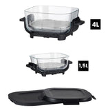 LOVIO PureFry Ultra Crisp LVAF003BK fettfri luftfritös, 4 l + 1,5 l, 1550 W, svart, med glasbehållare