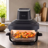 LOVIO PureFry Ultra Crisp LVAF003BK fettfri luftfritös, 4 l + 1,5 l, 1550 W, svart, med glasbehållare